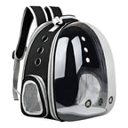 MOCHILA TRANSPORTADORA MASCOTAS RIGIDA CAPSULA TRANSPARENTE - NEGRO - ROSA