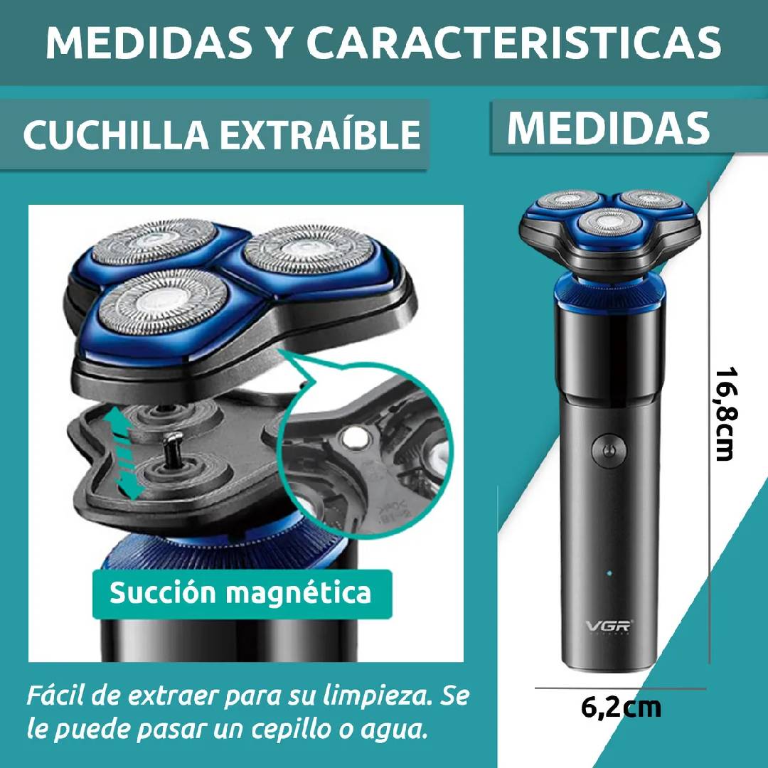 AFEITADORA ELECTRICA RECARGABLE SHAVER V-325 - 5w - 3000rpm