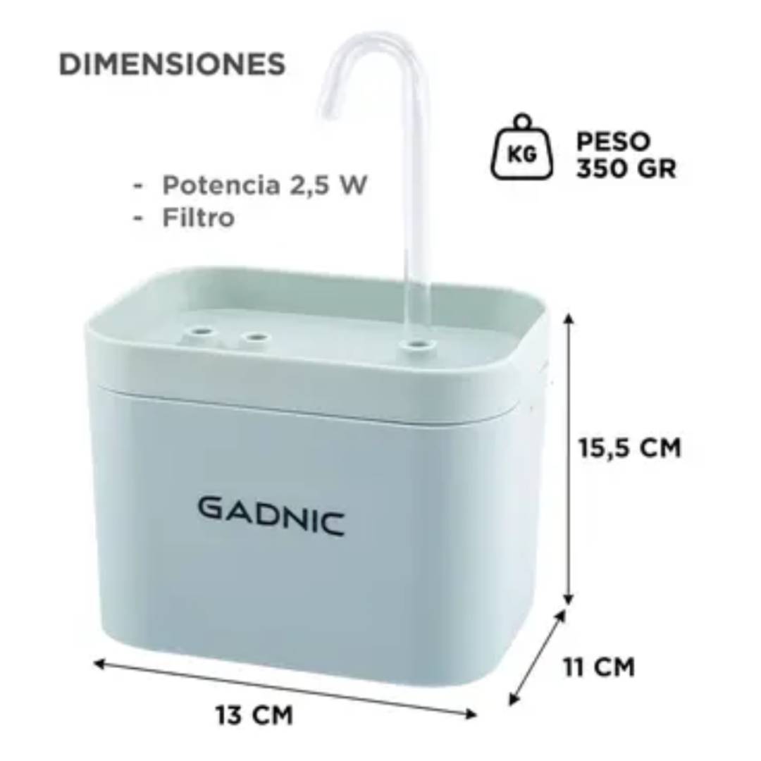 BEBEDERO AGUA AUTOMATICO SILENCIOSO RECIRCULANTE GADNIC