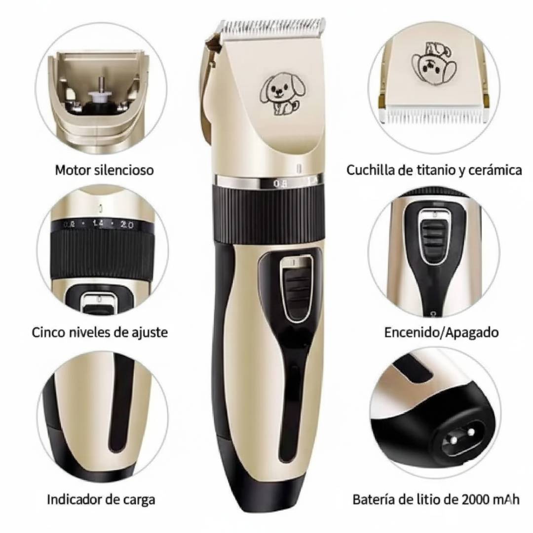 MAQUINA CORTA PELO PERRO MASCOTA RECARGABLE INALAMBRICA ACC