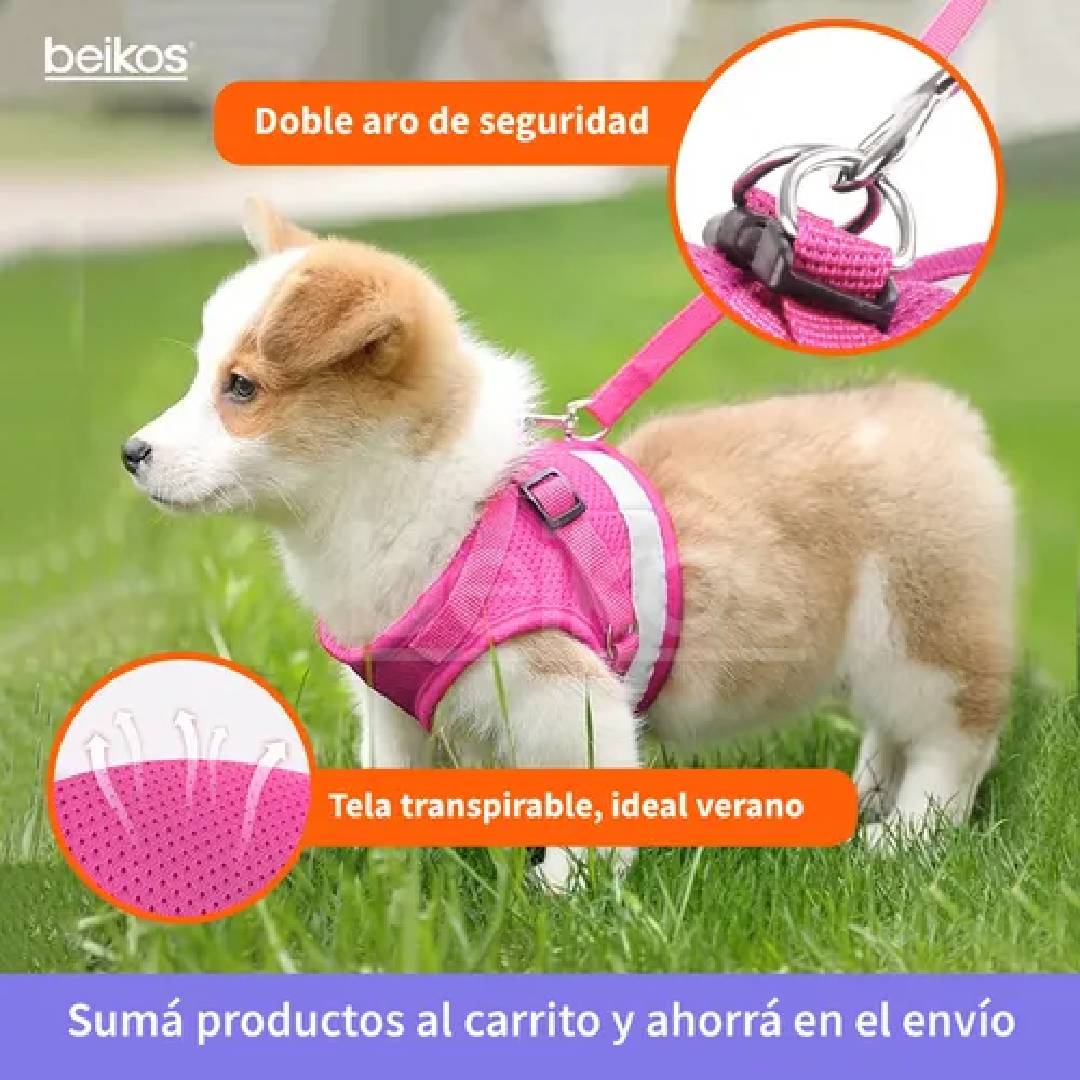 PRETAL ARNES PERROS PEQUEÑOS CORREA PASEO - ROSA - 1.13mts