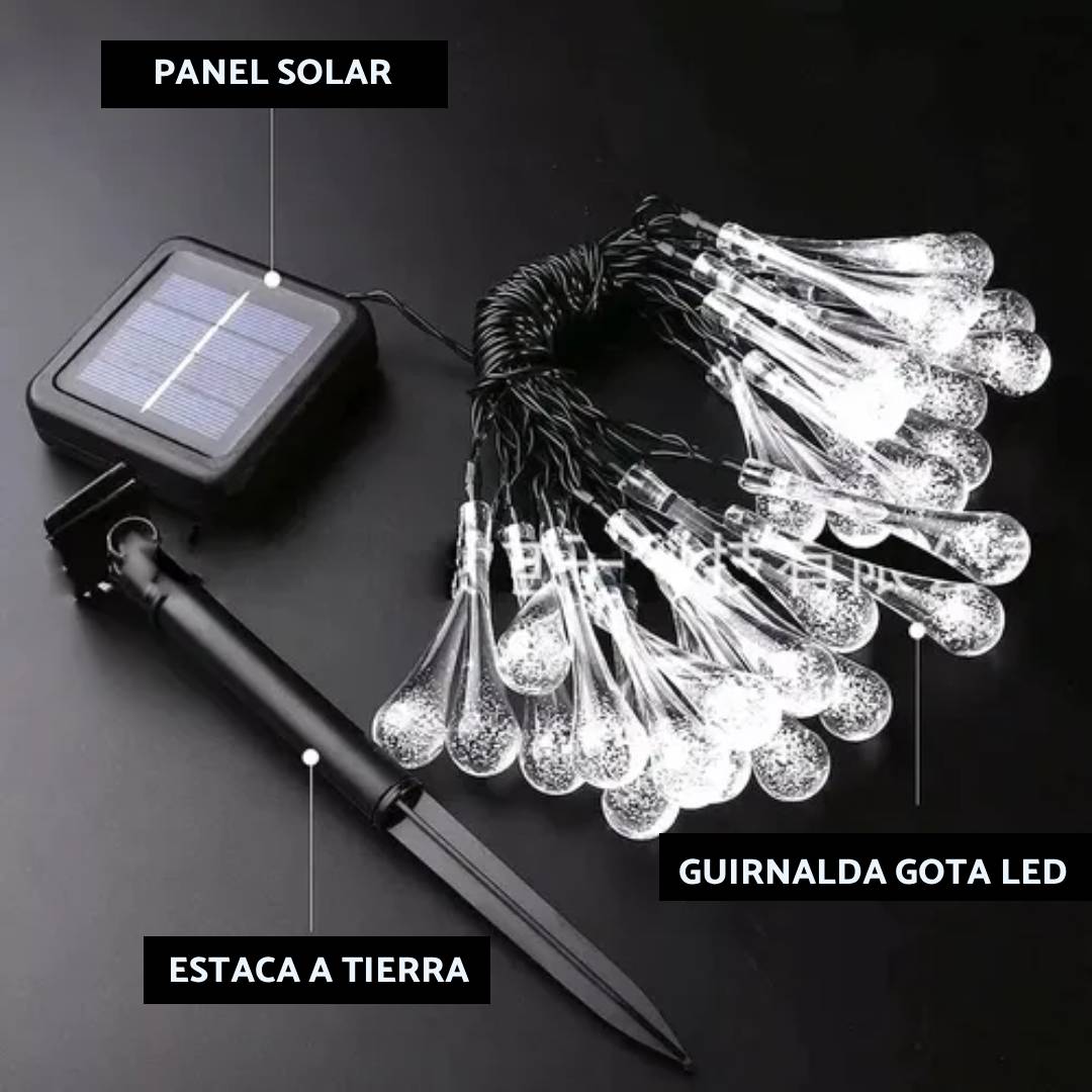 GUIRNALDA GOTA SOLAR LED CALIDA - 4,5mts