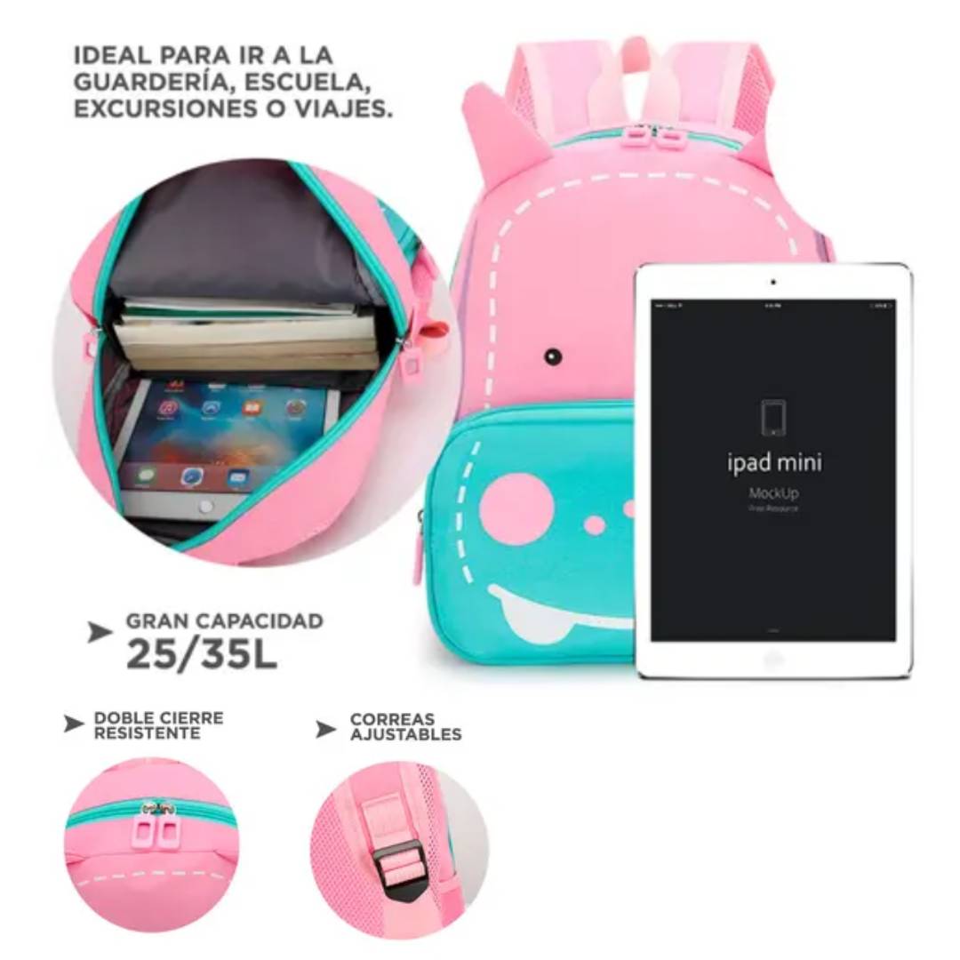 MOCHILAS ESCOLAR GADNIC NIÑOS HIPOPOTAMO