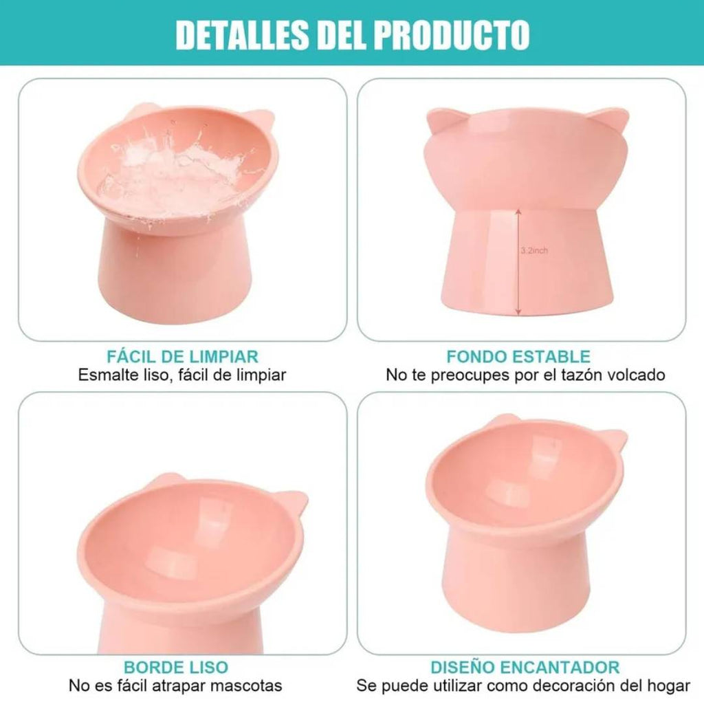 COMEDERO BEBEDERO PLATO ALTO INCLINADO GATO