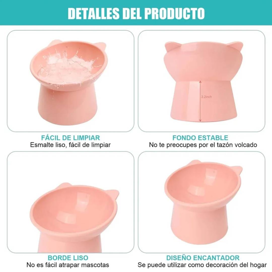 COMEDERO BEBEDERO PLATO ALTO INCLINADO GATO