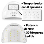 CABINA UV LED MANICURA UÑAS ESCULPIDA GELIFICADA NEWTEK - 48w - 30 lamparas