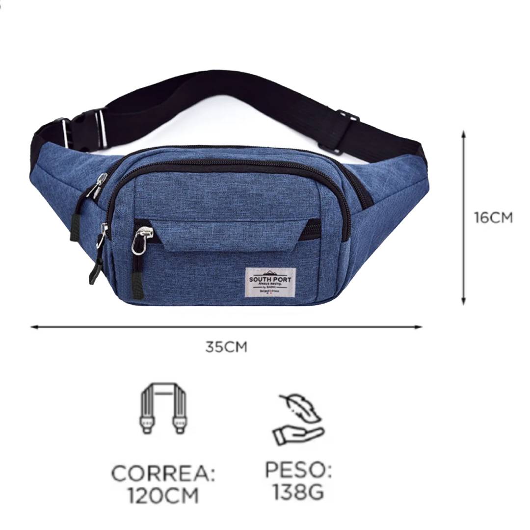 RIÑONERA UNISEX BANDEROLA SOUTH PORT - AZUL - ROJO