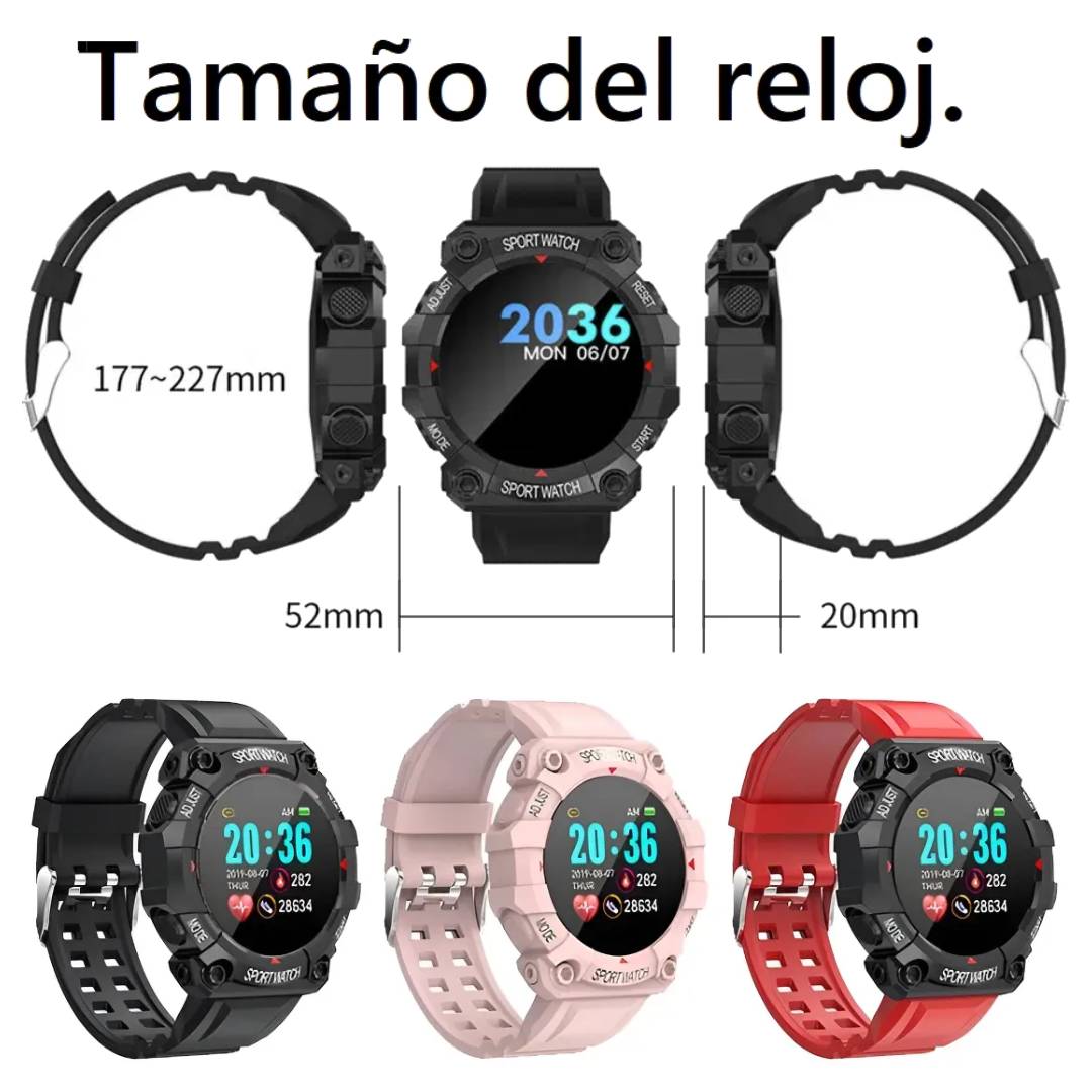 SMARTWATCH FD68 NEGRO - ROJO - ROSA