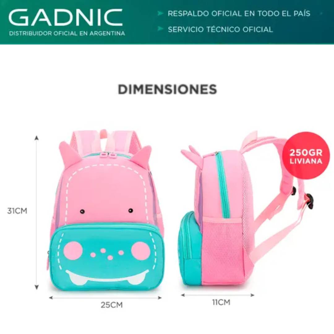 MOCHILAS ESCOLAR GADNIC NIÑOS HIPOPOTAMO