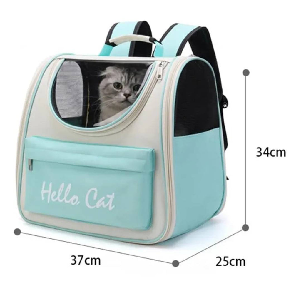 MOCHILA HELLO CAT MASCOTAS SUONO - CELESTE