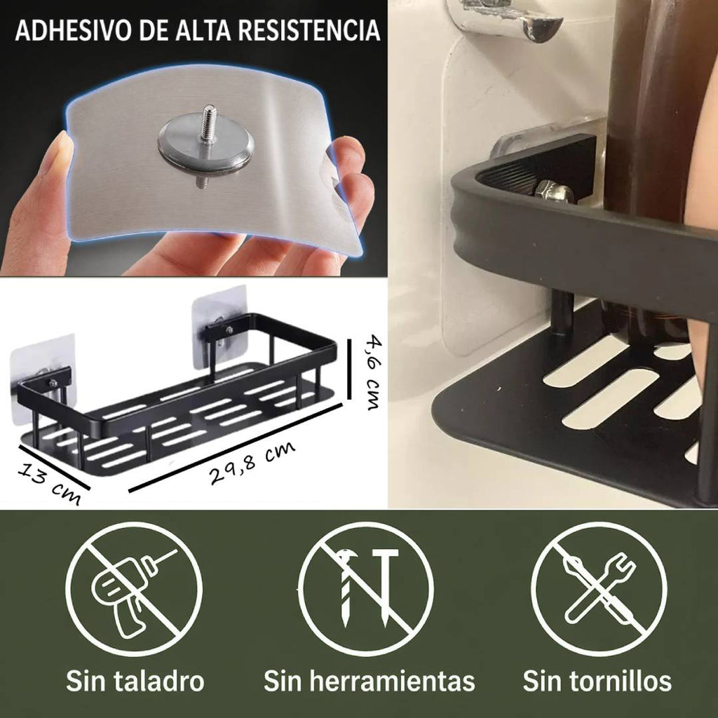 PACK 2 ESTANTES REPISAS METALICO ADHESIVO - NEGRO