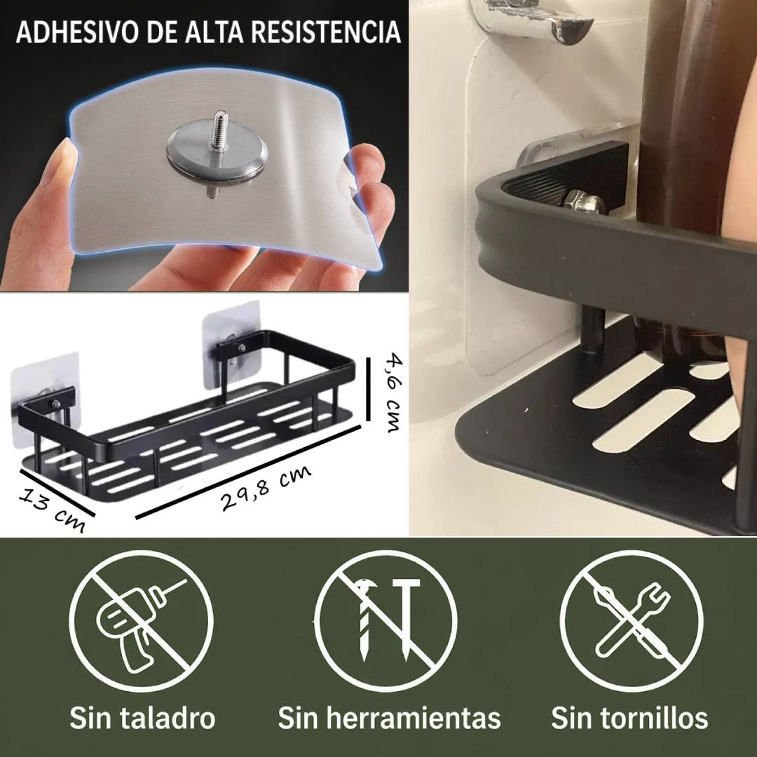 PACK 2 ESTANTES REPISAS METALICO ADHESIVO - NEGRO