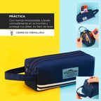 CARTUCHERA ESCOLAR IMPERMEABLE DOBLE CIERRE SOUTH PORT - AZUL - ROSA