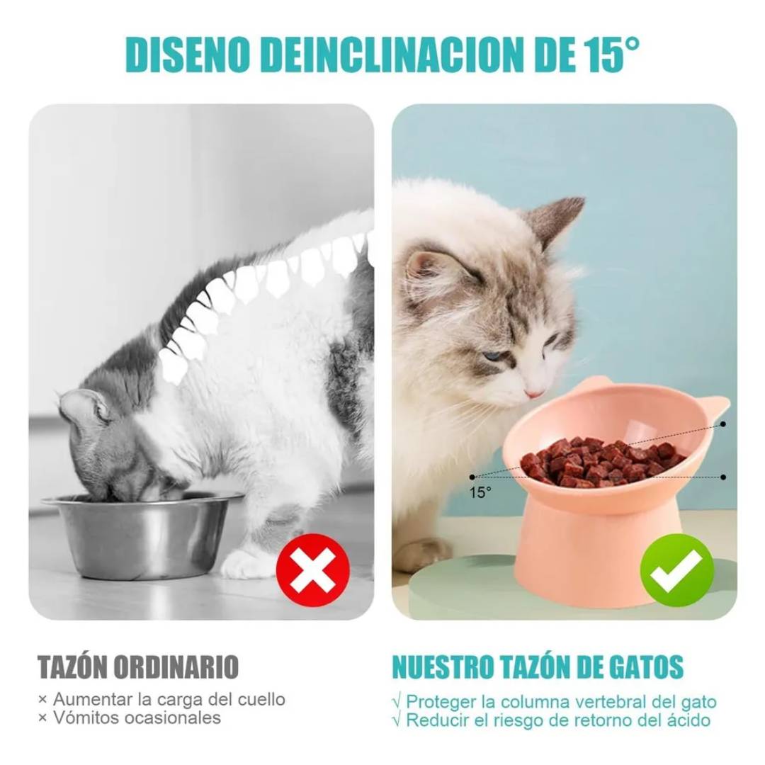 COMEDERO BEBEDERO PLATO ALTO INCLINADO GATO