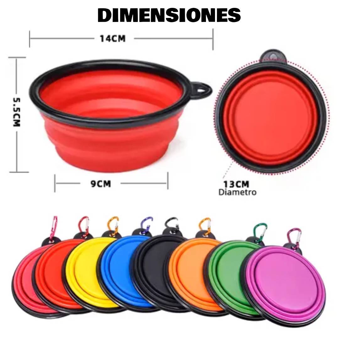 BOWL SILICONA PLEGABLE BEBEDERO COMEDERO - 350ml