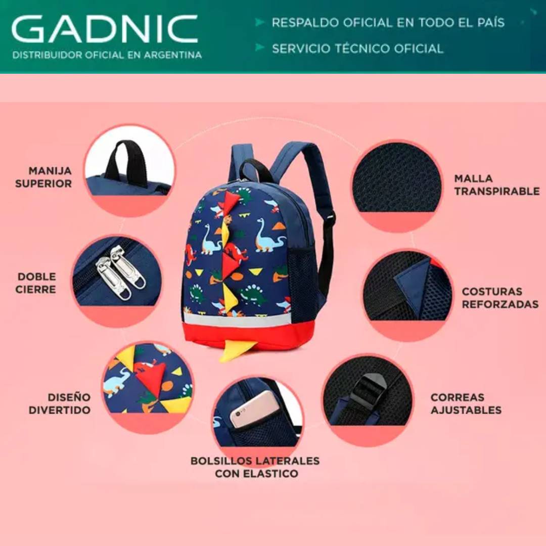 MOCHILA ESCOLAR GADNIC NIÑOS DINOSAURIOS
