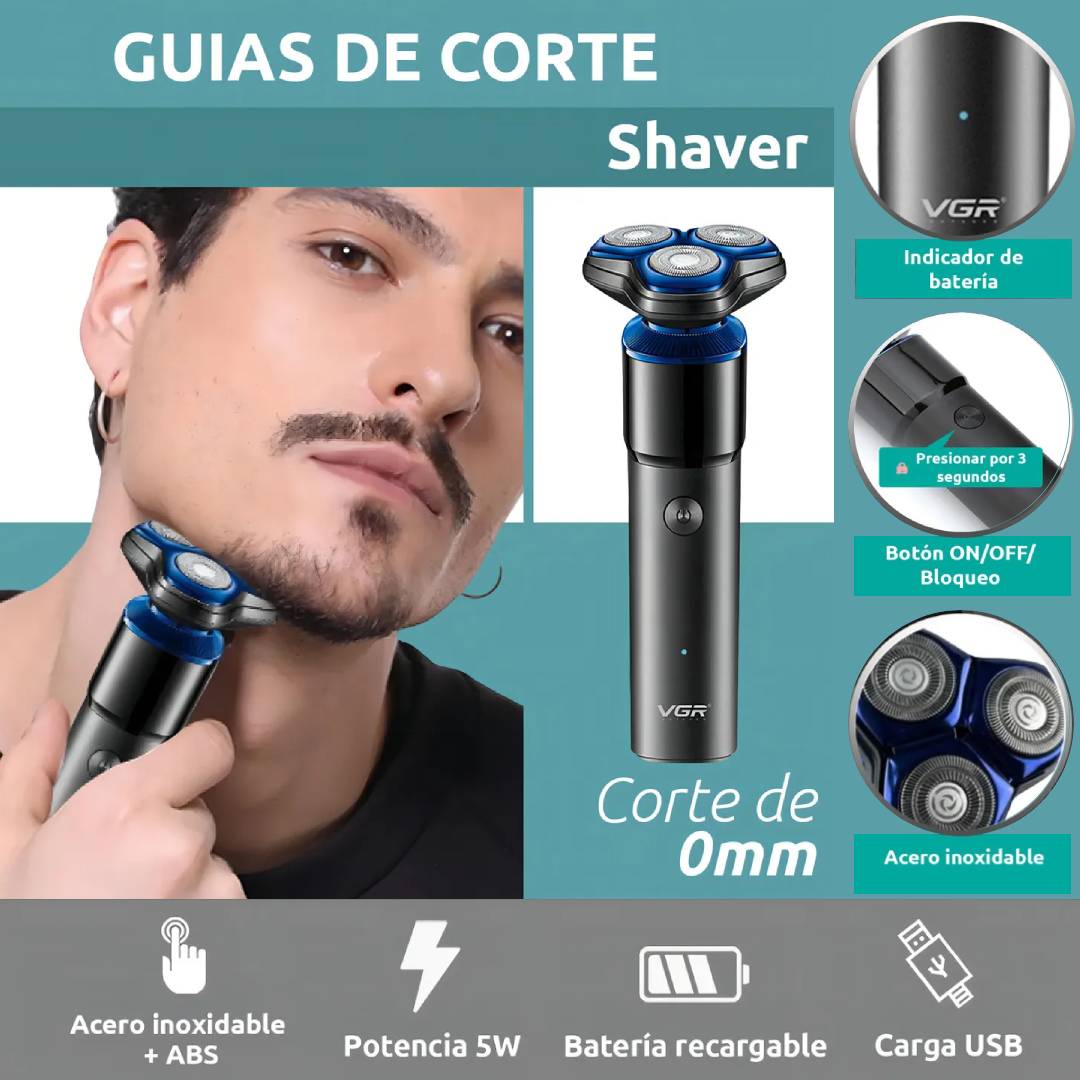 AFEITADORA ELECTRICA RECARGABLE SHAVER V-325 - 5w - 3000rpm