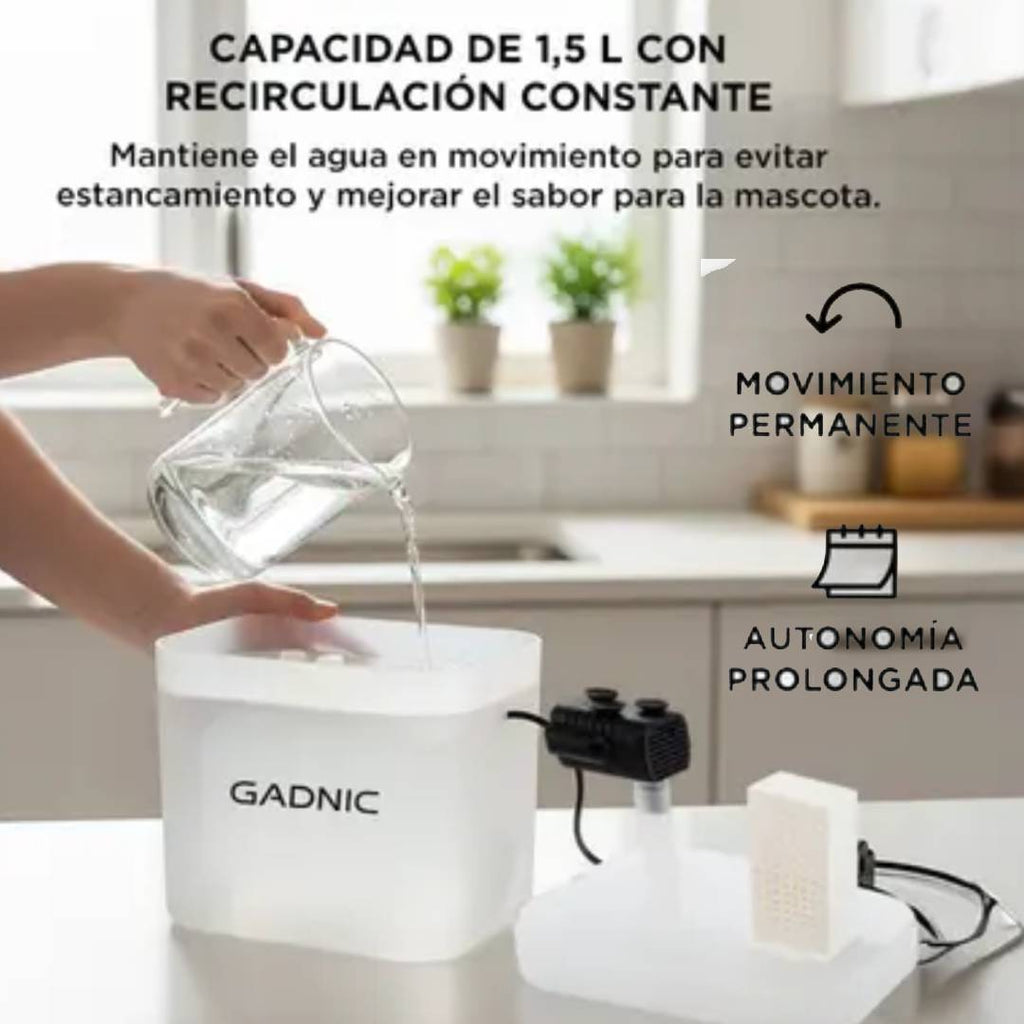 BEBEDERO AGUA AUTOMATICO SILENCIOSO RECIRCULANTE GADNIC