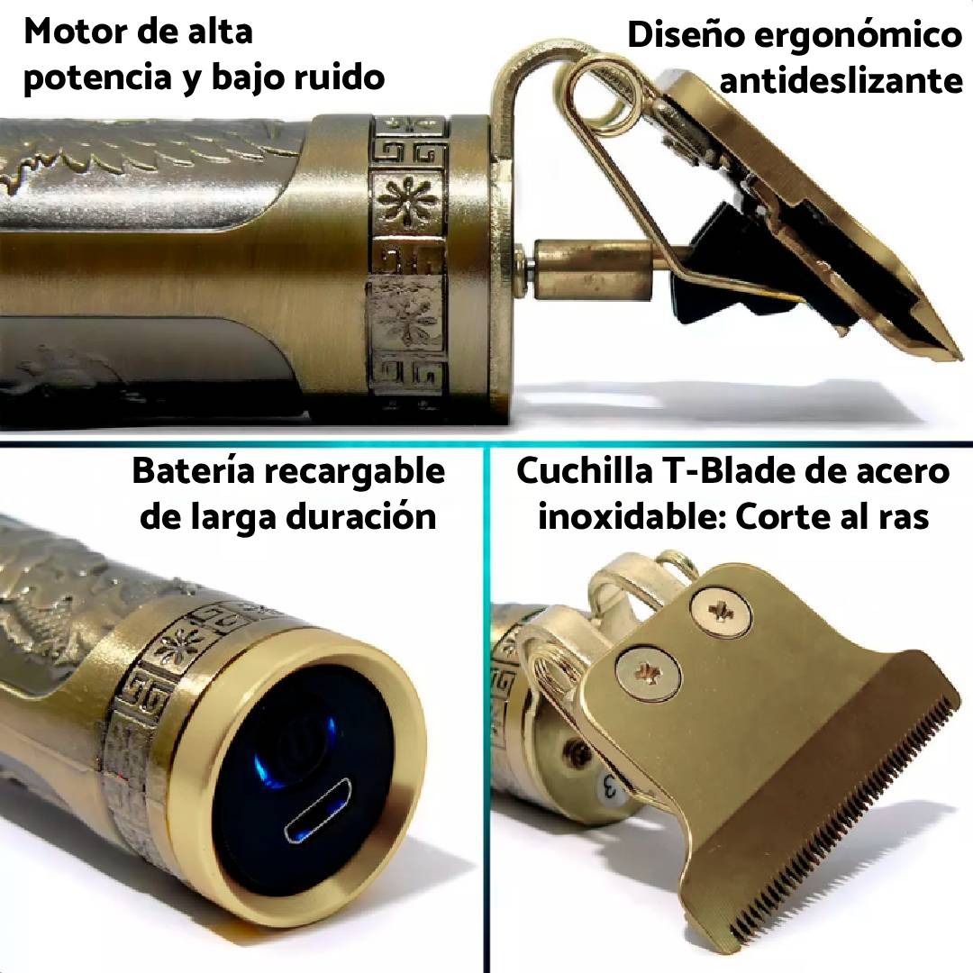 AFEITADORA, CORTE PELO, PATILLERA, VINTAGE DRAGON DORADO T-BLADE