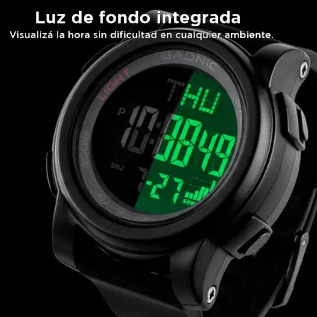 RELOJ DIGITAL GADNIC APOLO - SUMERGIBLE 50mts - NEGRO