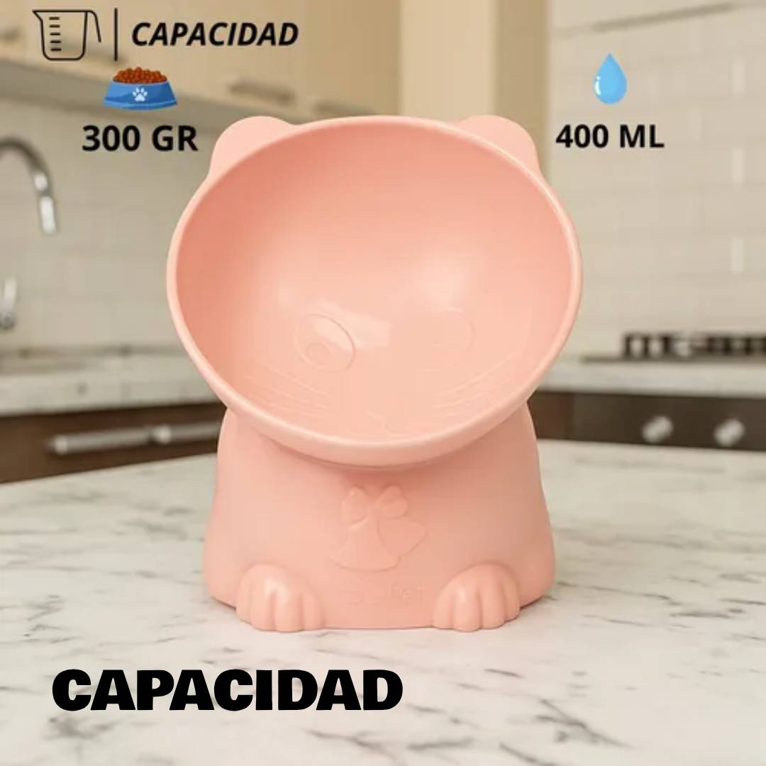 COMEDERO BEBEDERO PLATO ALTO INCLINADO GATO