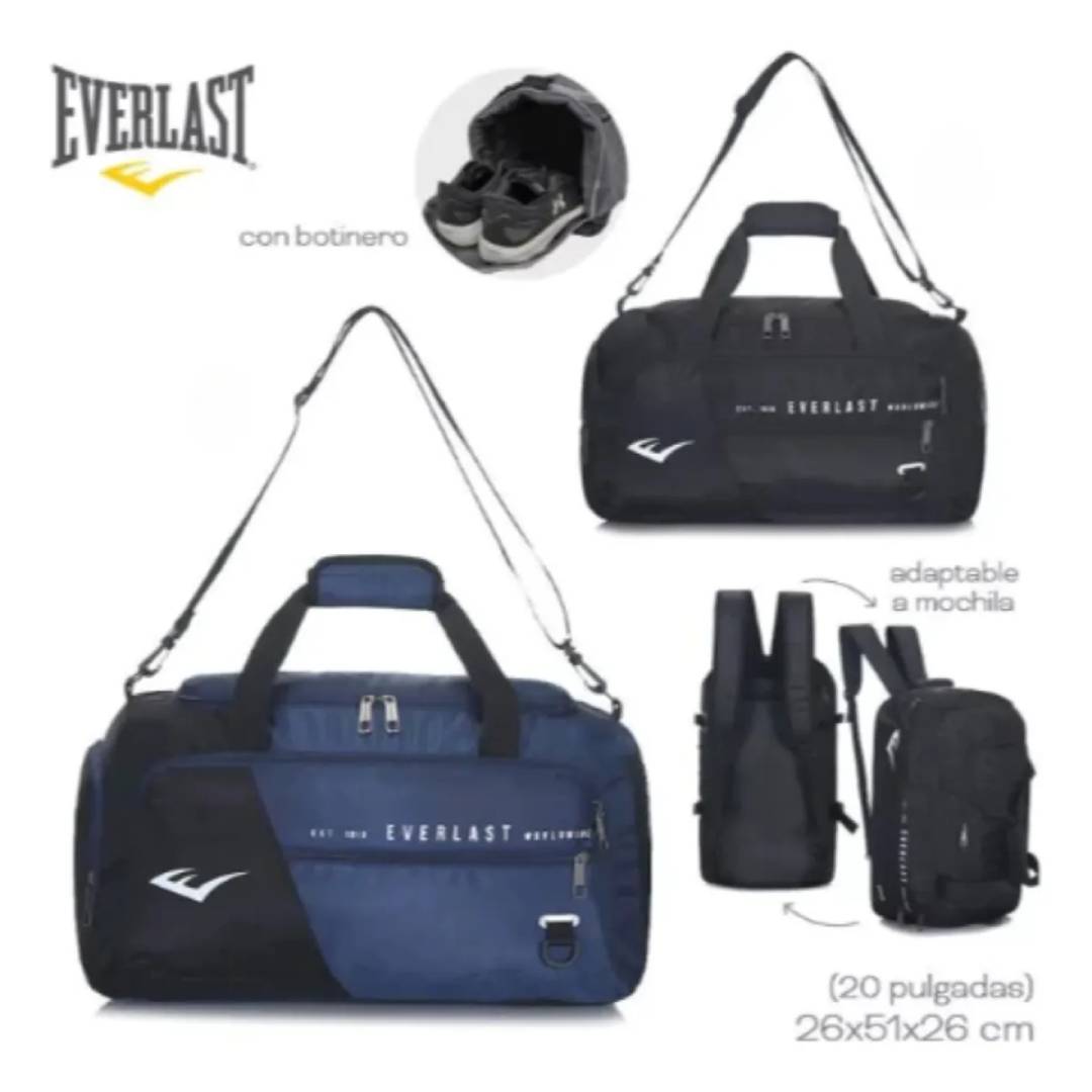 BOLSO MOCHILA 2 EN 1 EVERLAST BOTINERO REFORZADO - AZUL