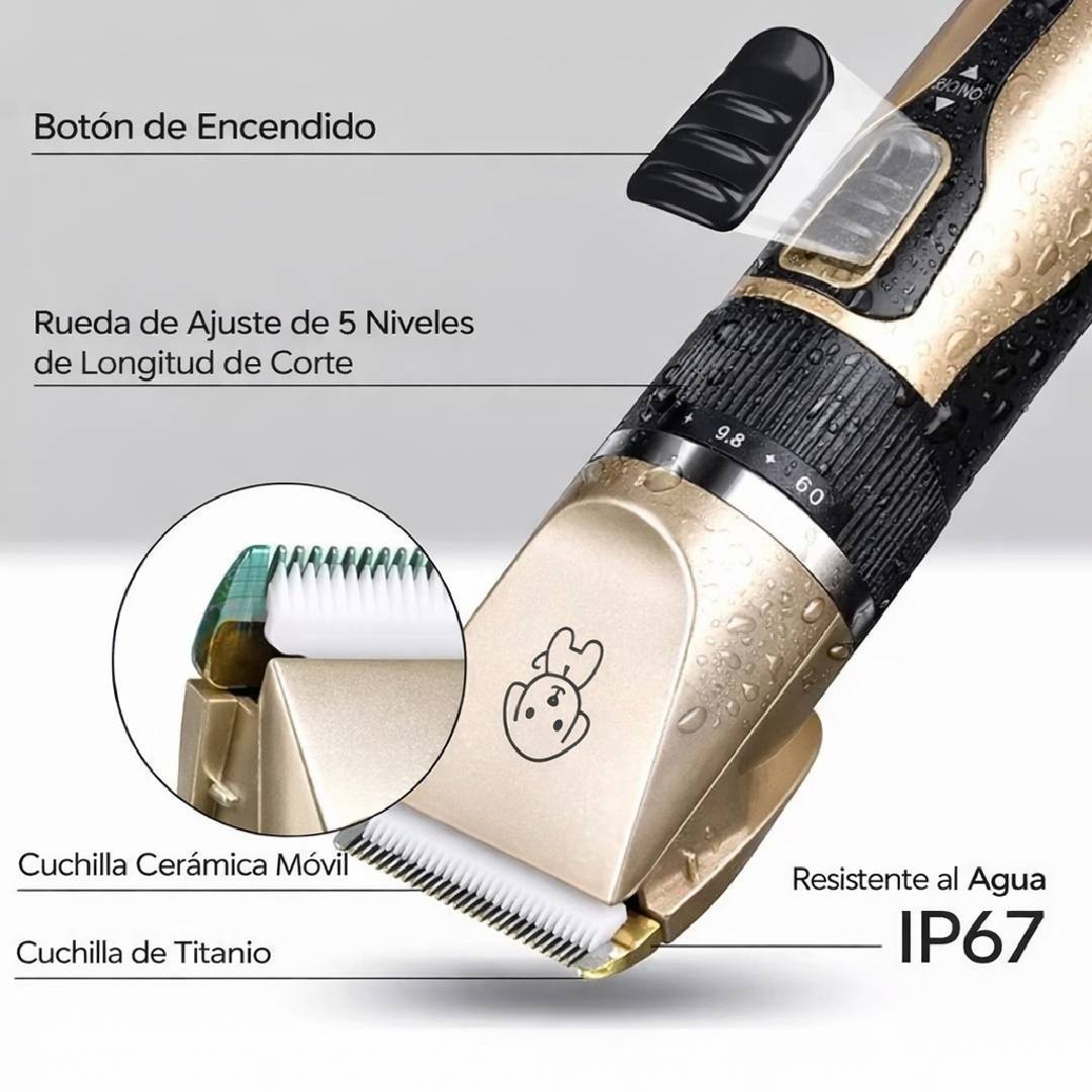 MAQUINA CORTA PELO PERRO MASCOTA RECARGABLE INALAMBRICA ACC