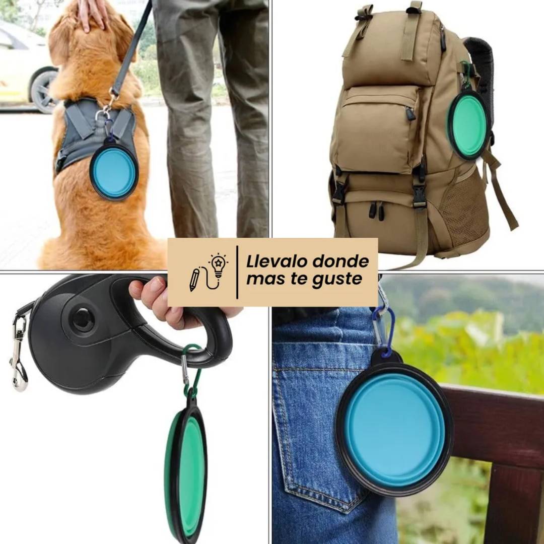 BOWL SILICONA PLEGABLE BEBEDERO COMEDERO - 350ml