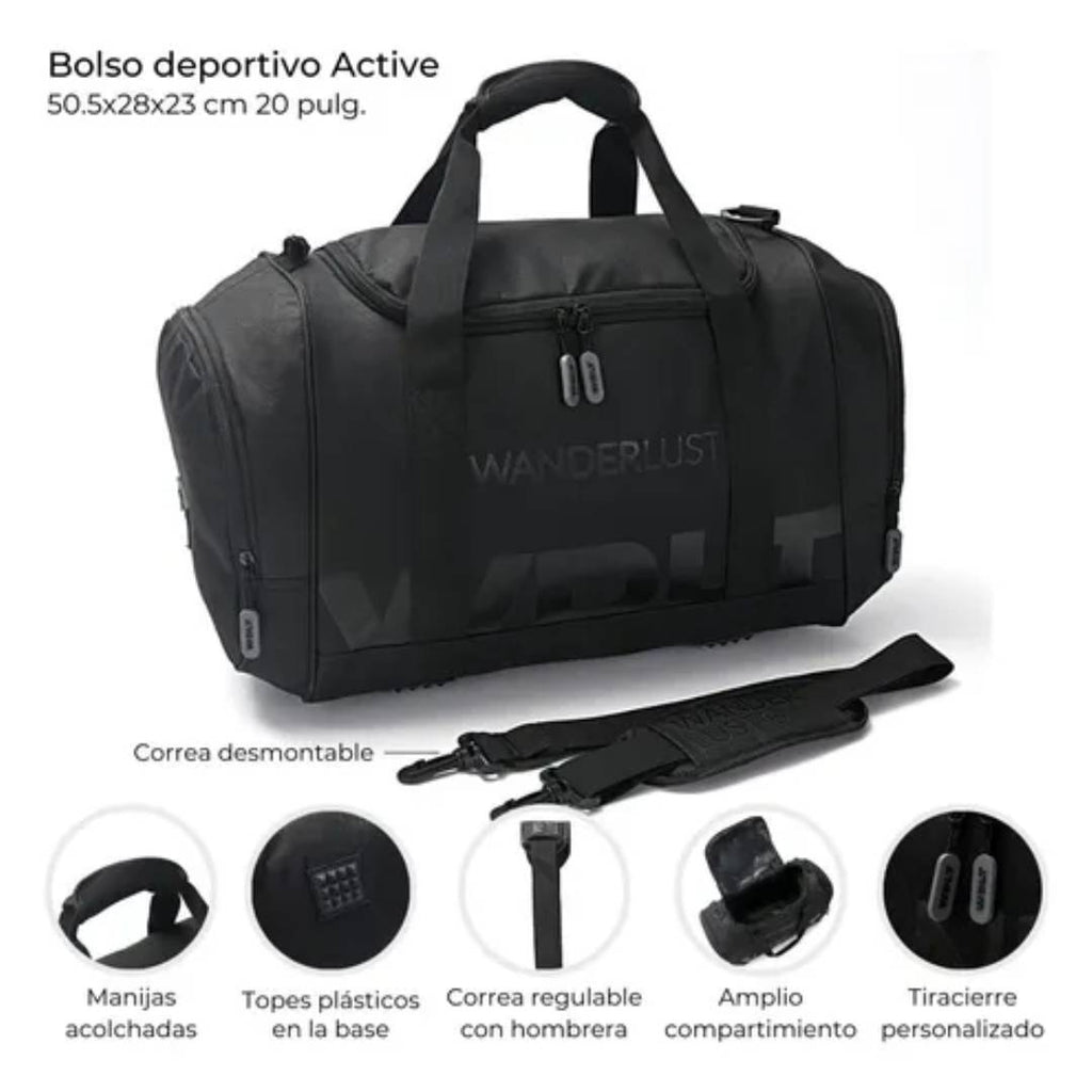 BOLSO GRANDE WANDERLUST CORREAS MOCHILA DESMONTABLE - NEGRO