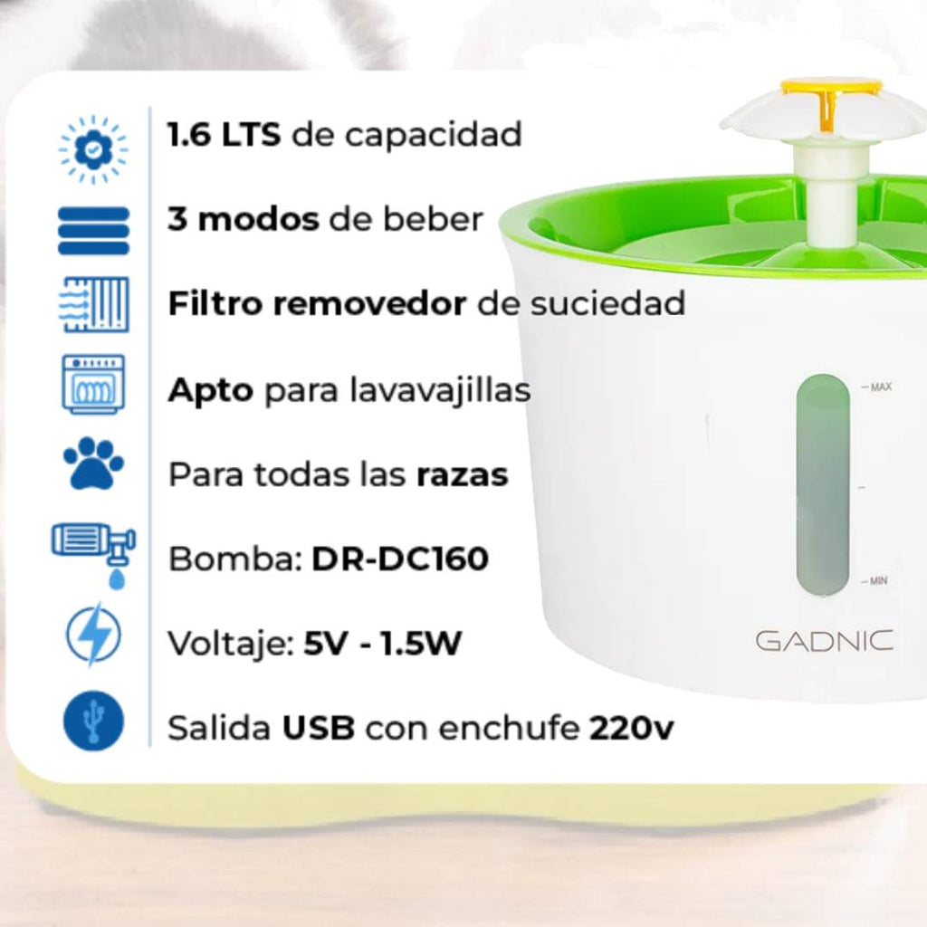 FUENTE AGUA RECIRCULANTE GADNIC - 1.6lt
