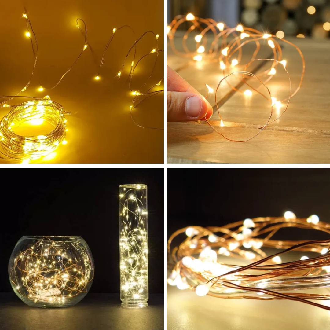 PACK 10 GUIRNALDAS MICROLED ALAMBRE CALIDAS - 3mts