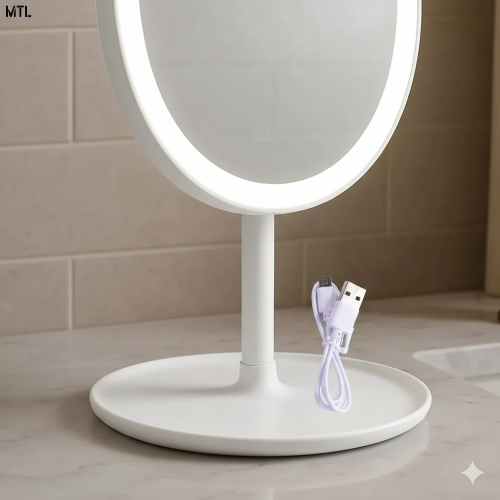 ESPEJO MESA OVALADO MTL LUZ LED 3 TONOS MAQUILLAJE - 15x26,50cm
