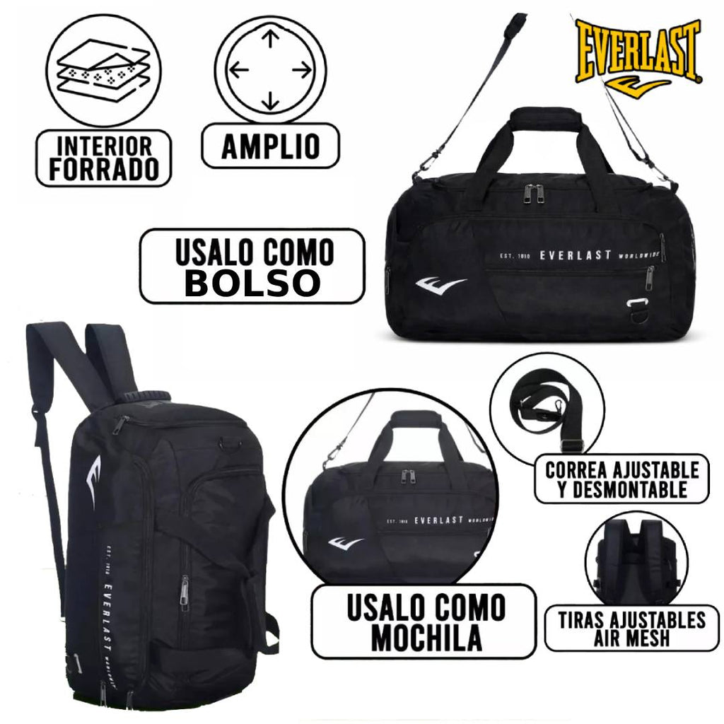 BOLSO MOCHILA 2 EN 1 EVERLAST BOTINERO REFORZADO - AZUL