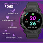 SMARTWATCH FD68 NEGRO - ROJO - ROSA