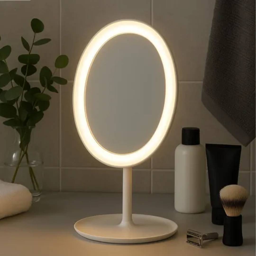 ESPEJO MESA OVALADO MTL LUZ LED 3 TONOS MAQUILLAJE - 15x26,50cm