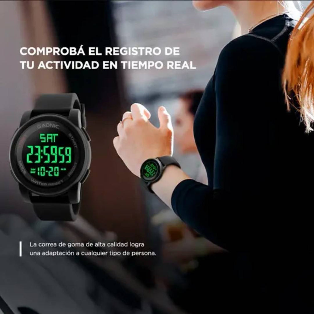 RELOJ DIGITAL GADNIC APOLO - SUMERGIBLE 50mts - NEGRO