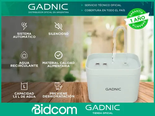 Bebedero De Agua Automático Silencioso Gadnic Recirculante
