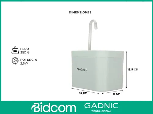 Bebedero De Agua Automático Silencioso Gadnic Recirculante